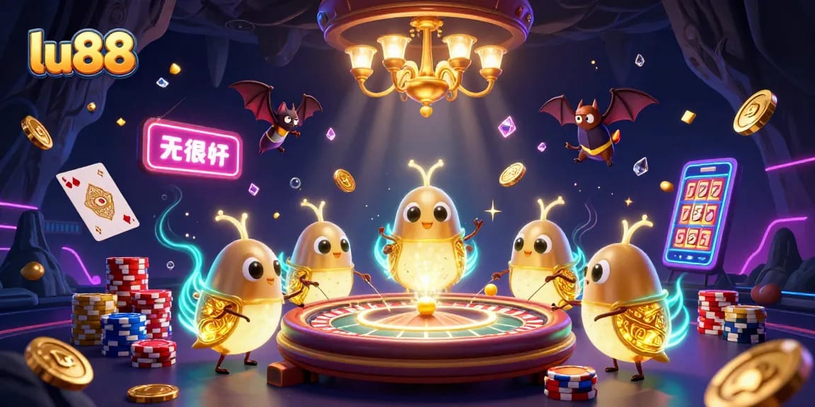 Experience the excitement of lu88 with vibrant illustrations of casino elements and characters.