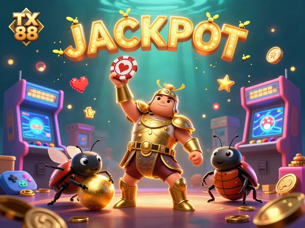 Experience the excitement of TX 88's casino games with a vibrant and engaging illustration.