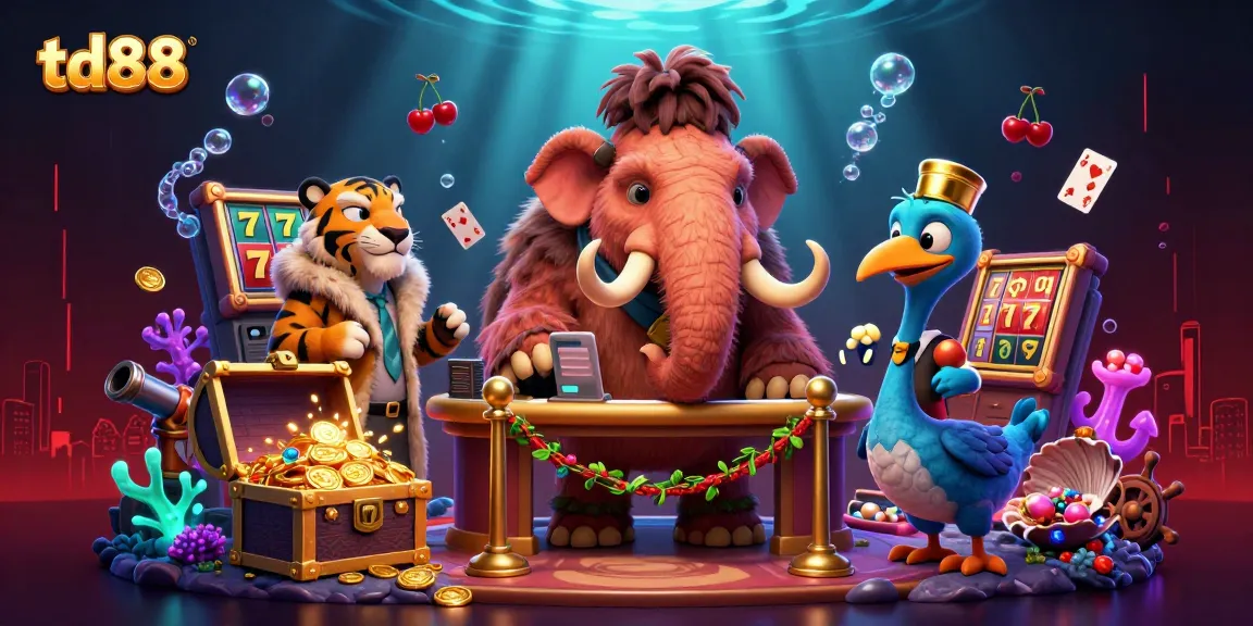 Experience energetic gameplay with td88 in this vibrant casino scene featuring 3D characters and dynamic elements.