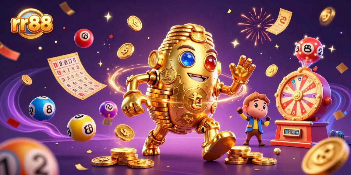 Win big with rr88 at this vibrant online casino illustration featuring exciting jackpot themes.