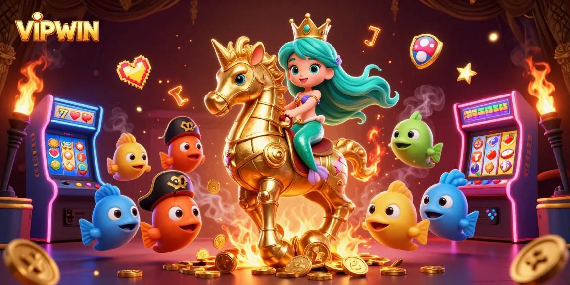 Experience thrilling gameplay with VIPWIN in this vibrant casino-themed 3D illustration