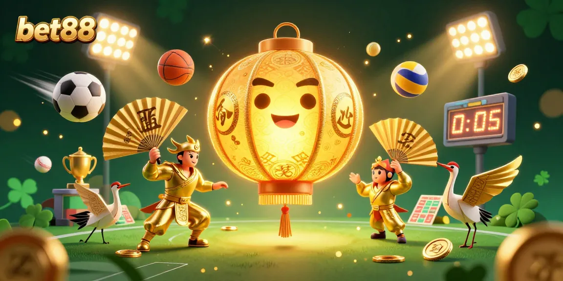 Experience thrilling sports action with bet88 featuring a golden lantern spirit amidst dynamic betting elements.