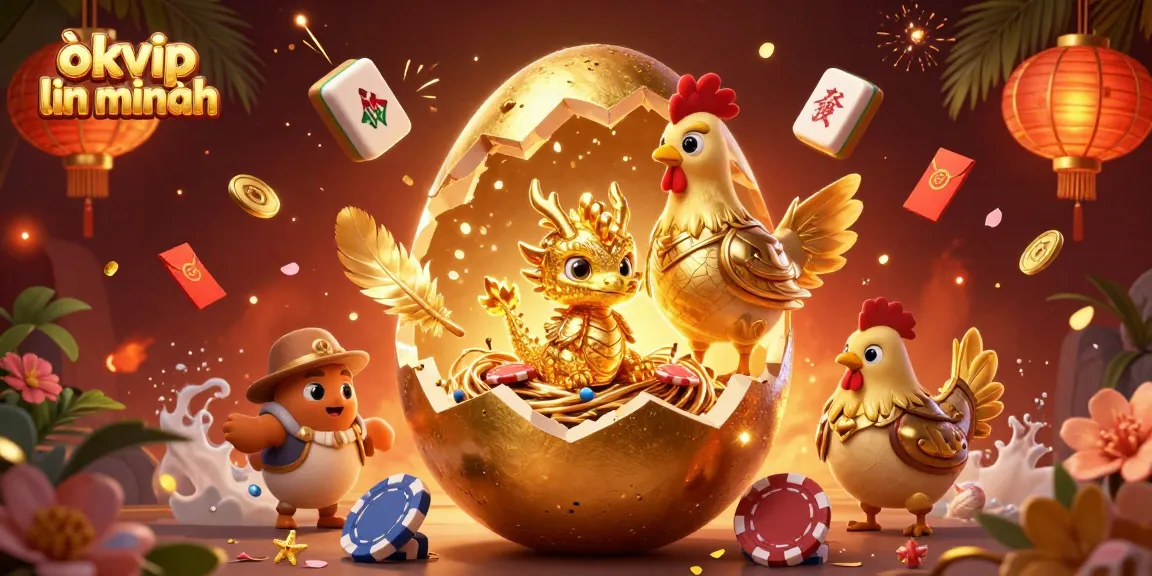 Engage with okvip liên minh through an exciting illustration of golden characters surrounded by vibrant casino elements.