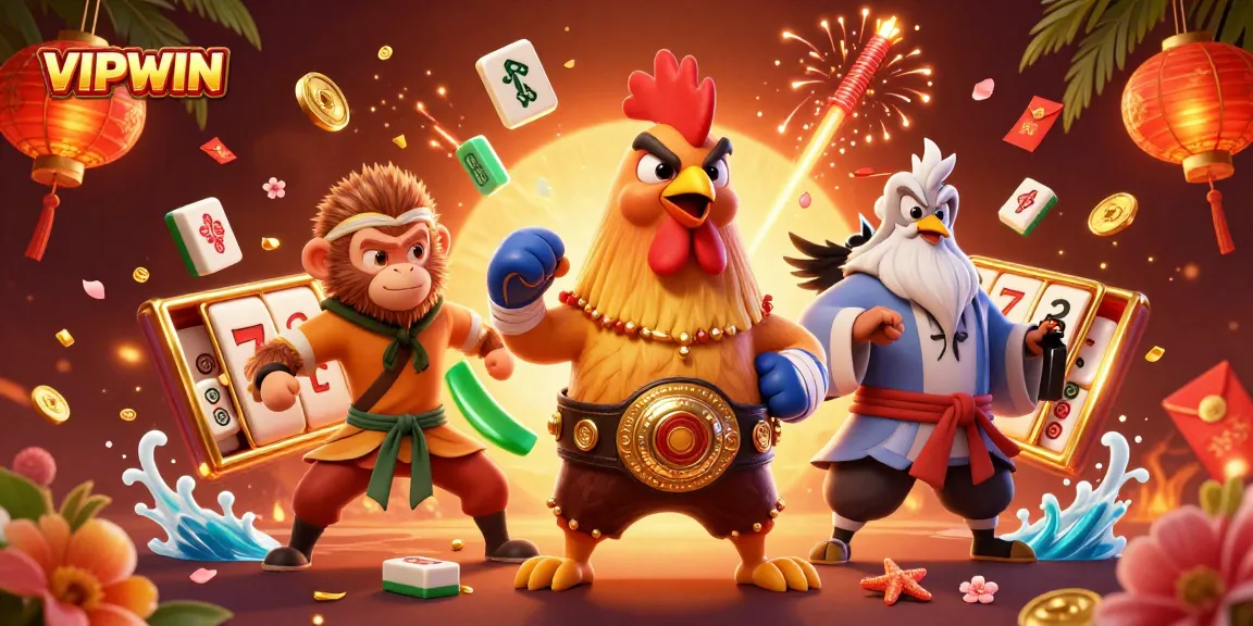 Experience VIPWIN's thrilling casino action with vibrant game elements and characters.