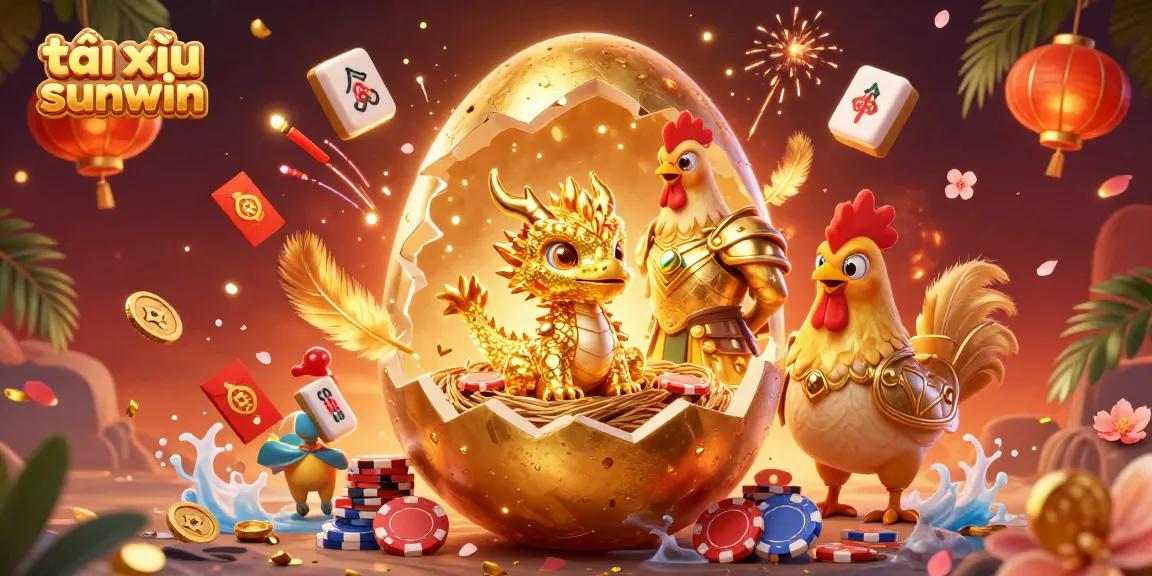 Engage in exciting tài xỉu sunwin gameplay with dazzling golden dragon and poker chip nest.