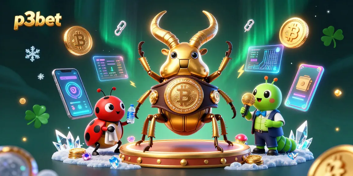 Engage with p3bet through an innovative casino event illustrated by animated characters and vibrant gaming elements.