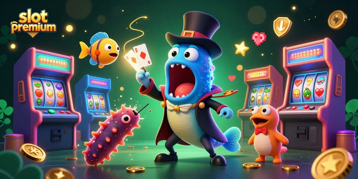 Engage with slot premium games featuring whimsical sea characters in a vibrant casino scene.