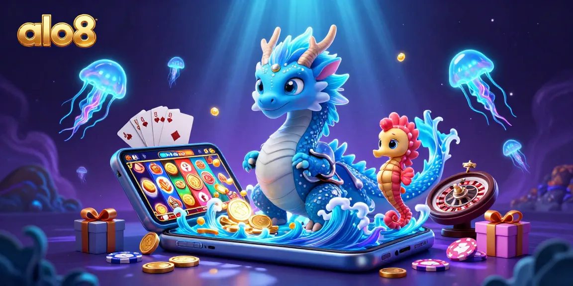 Play exciting games at alo8 with a colorful slot screen surrounded by magical underwater creatures.
