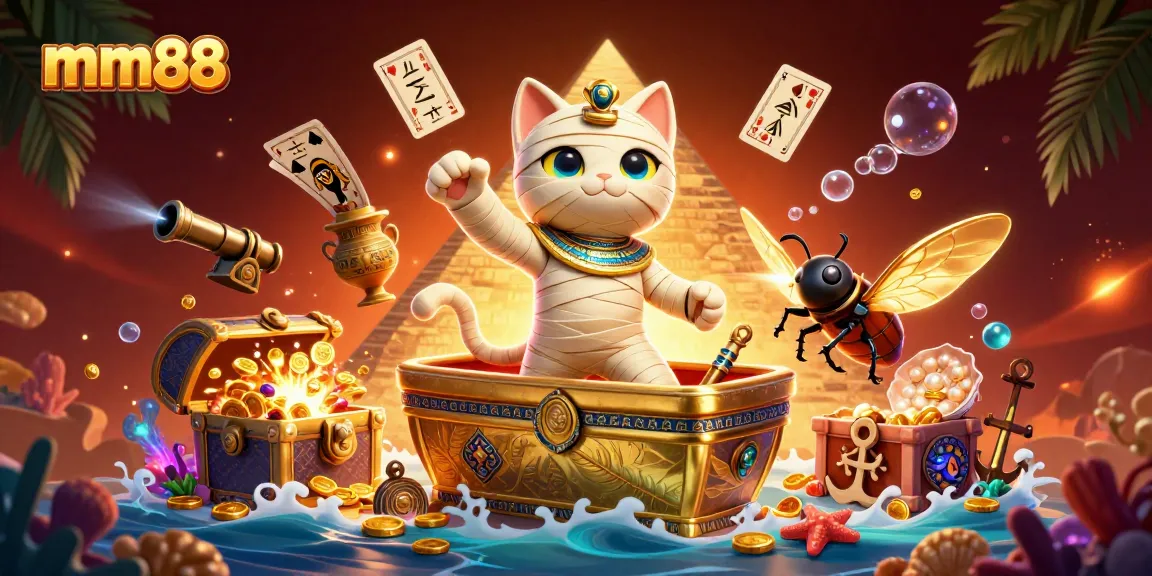 Experience excitement with mm88 as the mummy cat bursts into the pyramid casino.