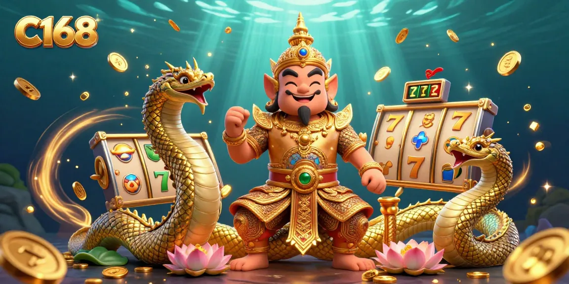 Play your favorite slots at C168 with a vibrant atmosphere and exciting rewards in this dynamic casino illustration.