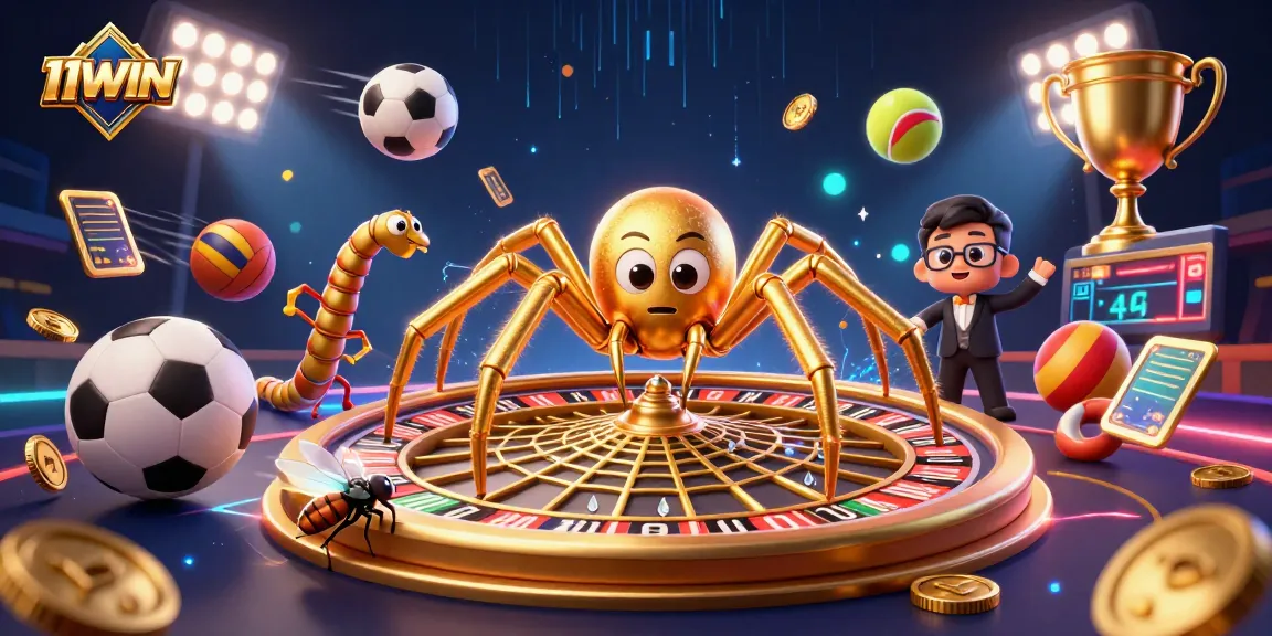 Engage with thrilling sports bets at 11WIN featuring a spider web roulette scene!