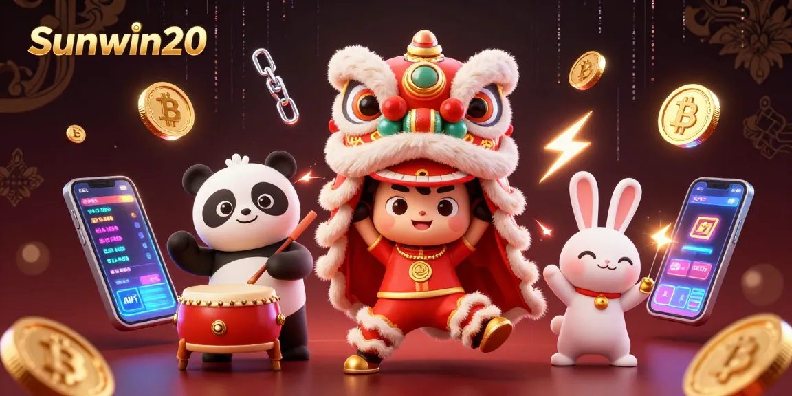 Experience the thrill of Sunwin20 with captivating characters and crypto elements in an electrifying casino scene.